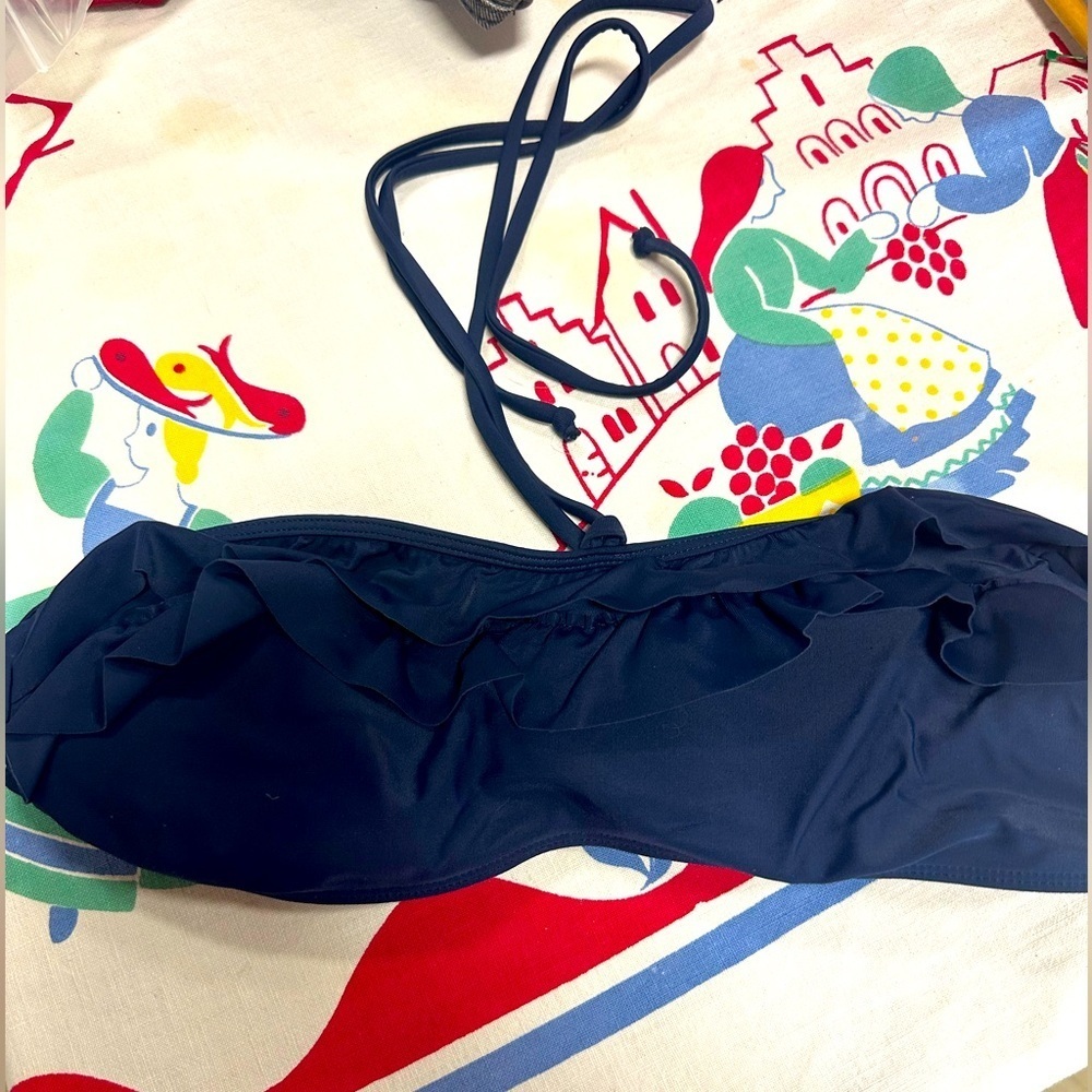 Hollister Elegant Navy Bikini Top with Ruffles